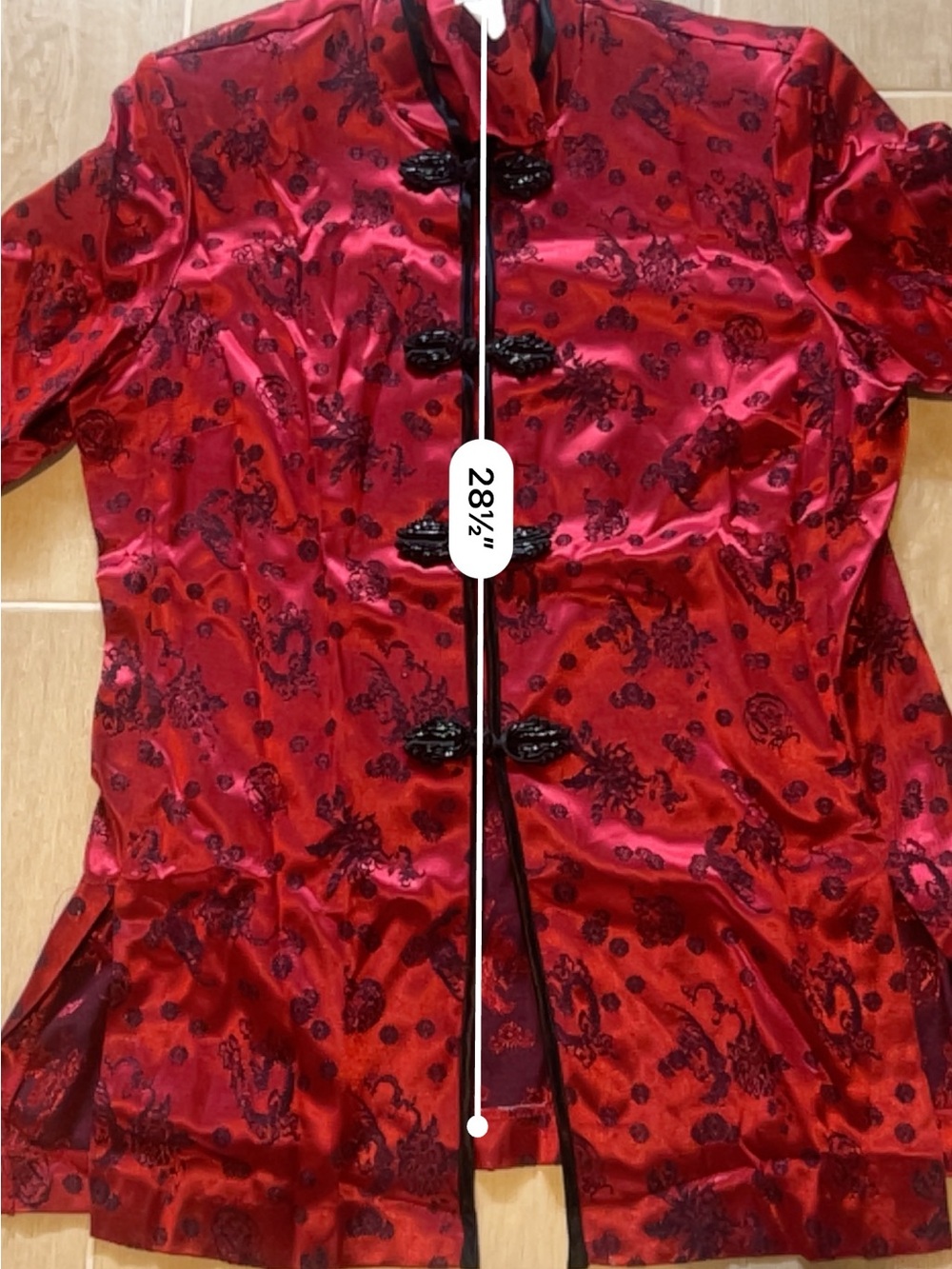 Vintage Karen Kwong R&M Richards Asian Oriental Red Kimono Cardigan 14 USA - Picture 7 of 7